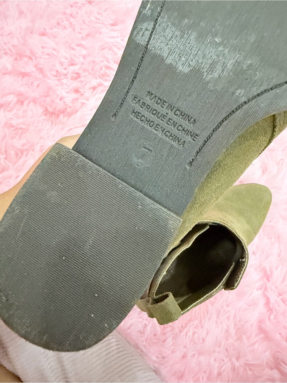 AE Olive Suede Ankle Boots with Brown Strap size 7 - Picture 8 of 10